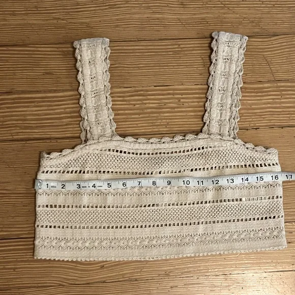 Aerie Cotton Crochet Crop Top in Sand Sz XS - Picture 4 of 8
